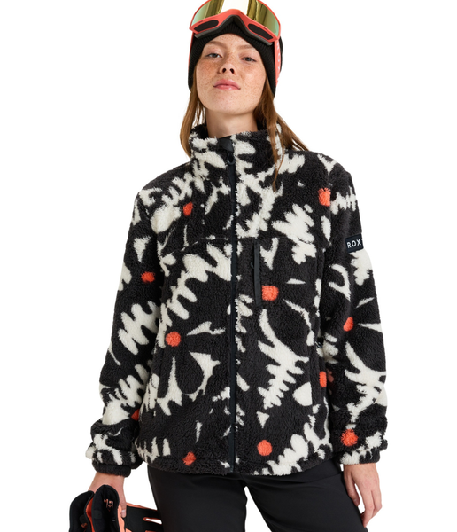 ALABAMA WOMEN'S FULL ZIP PRINTED FLEECE - TRUE BLACK BIG FLOWER