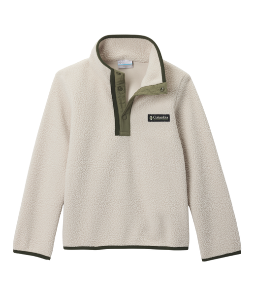 Columbia Youth Helvetia II Sherpa Half Snap Fleece – soft white fleece pullover for kids with high collar and contrast trim