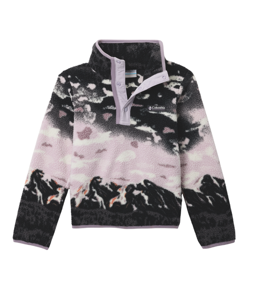 Columbia Youth Helvetia II Sherpa Half Snap Fleece in soft, eco-friendly sherpa with modern binding – warm kids fleece jacket for everyday wear.