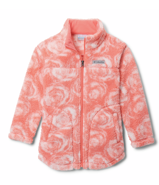 Columbia Girls' West Bend Printed Sherpa Jacket – recycled fleece with all-over print and comfort stretch
