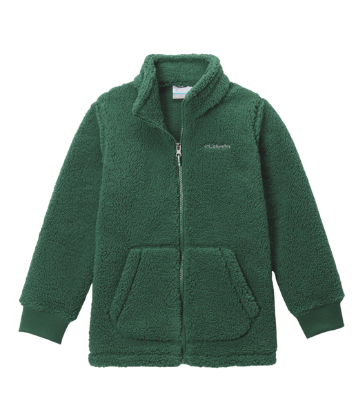 Columbia Rugged Ridge II Sherpa Full Zip Jacket in Rain Forest for boys ages 10 to 16