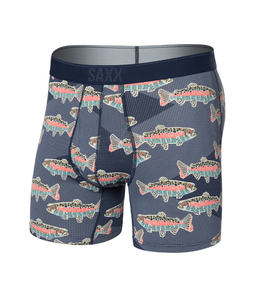 QUEST QUICK DRY MESH BOXER BRIEF FLY - MOSAIC TROUT-MARITIME