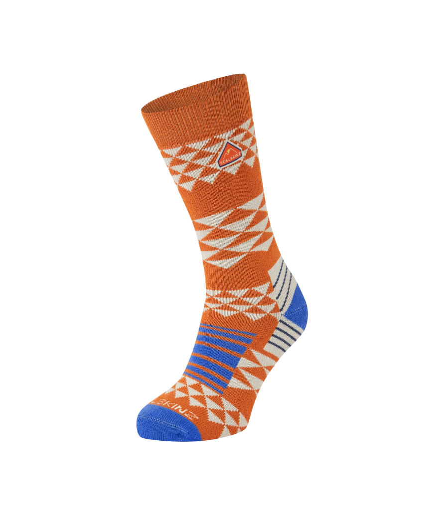 ELSING SINGLE LAYER BAMBOO MID LENGTH PATTERN HIKING SOCK - ORANGE