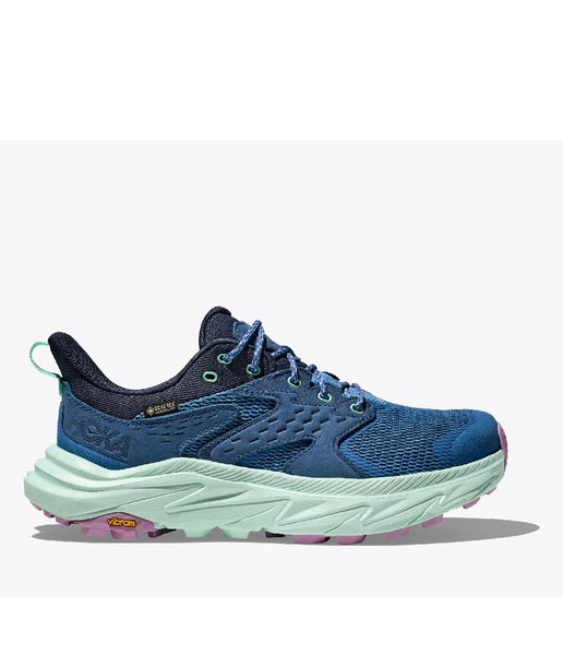 Women’s HOKA Anacapa 2 Low GTX hiking shoe in Foggy Night and Aqua Breeze