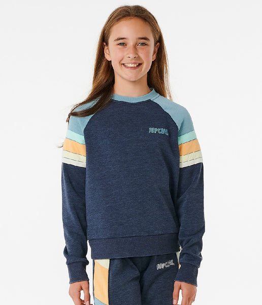 SURF REVIVAL RAGLAN CREW - GIRL - DARK NAVY (AGES 12 & 14)