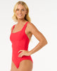 WOMEN'S PREMIUM SURF D-DD ONE PIECE - HIBISCUS RED