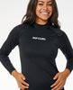 WOMEN'S CLASSIC SURF LS UPF RASHGUARD - BLACK