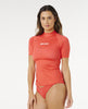 CLASSIC SURF SHORT SLEEVE UPF RASHGUARD - WOMEN'S - RED
