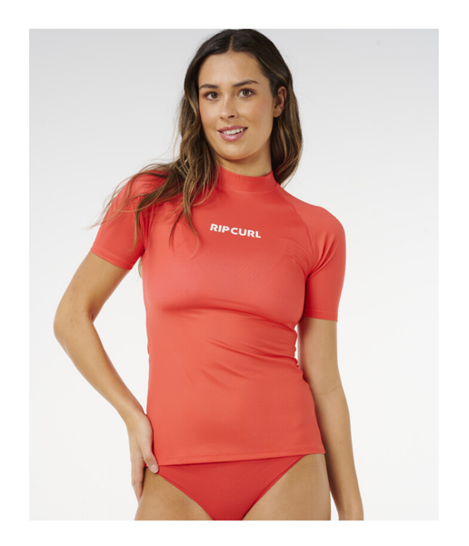 CLASSIC SURF SHORT SLEEVE UPF RASHGUARD - WOMEN'S - RED