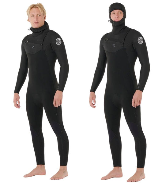 DAWN PATROL CHEST ZIP HOODED 5/4MM WETSUIT MEN'S - BLACK