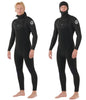 DAWN PATROL CHEST ZIP HOODED 5/4MM WETSUIT MEN'S - BLACK