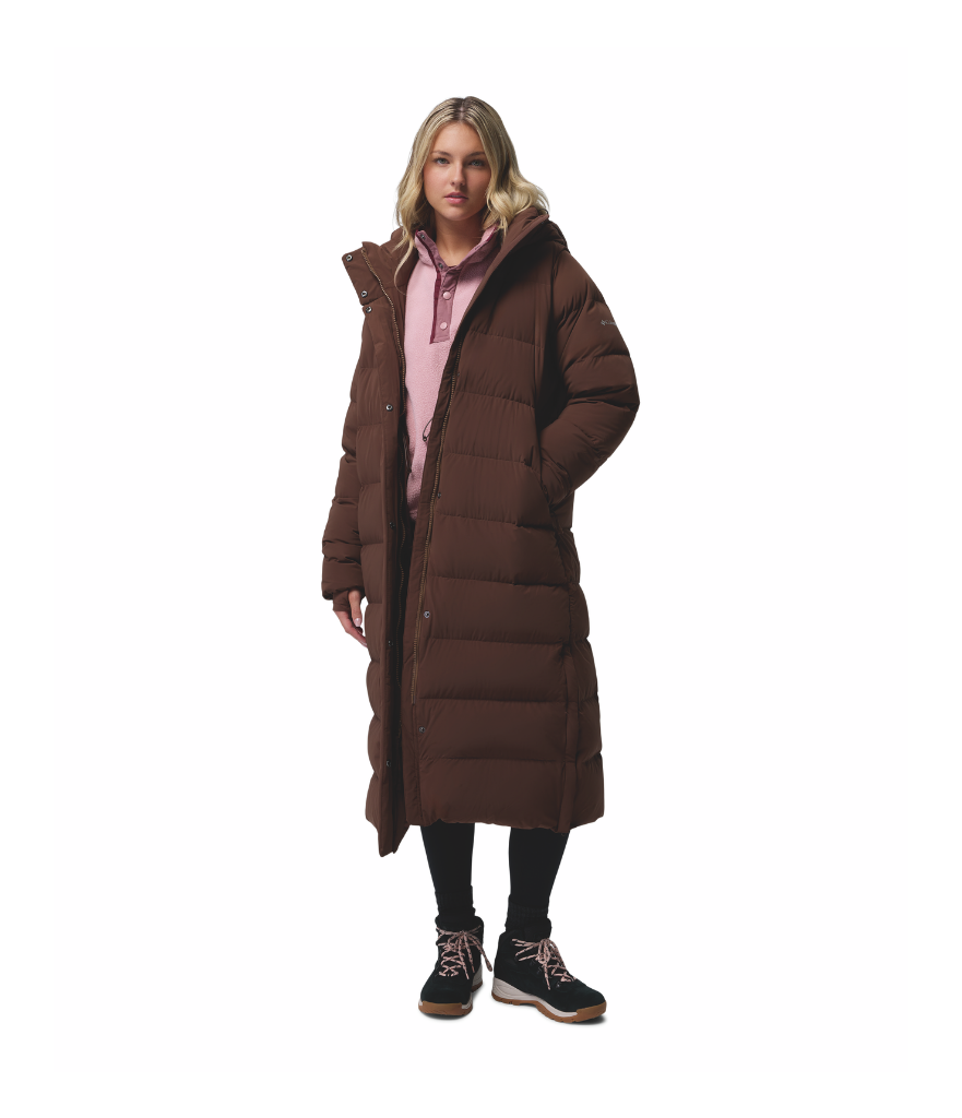 Columbia Amaze Puff Women's Long Hooded Down Jacket - Tobacco