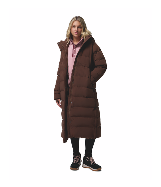 Columbia Amaze Puff Women's Long Hooded Down Jacket - Tobacco