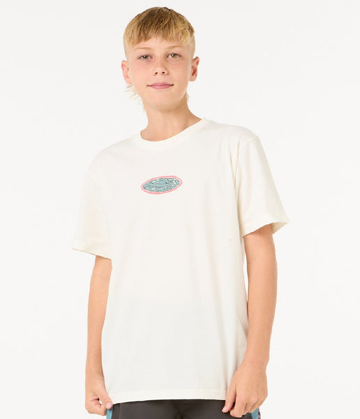 BOY'S RAW ENERGY LOGO TEE - BONE (AGES 12-16)