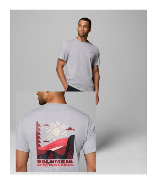 CSC™ OUTDOOR BACK GRAPHIC TEE MEN'S - COLUMBIA GREY HEATHER, SHINING SANDSCAPE