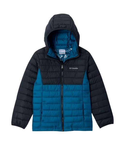 POWDER LITE II HOODED JACKET (AGES 10-20) - PHOENIX BLUE, BLACK