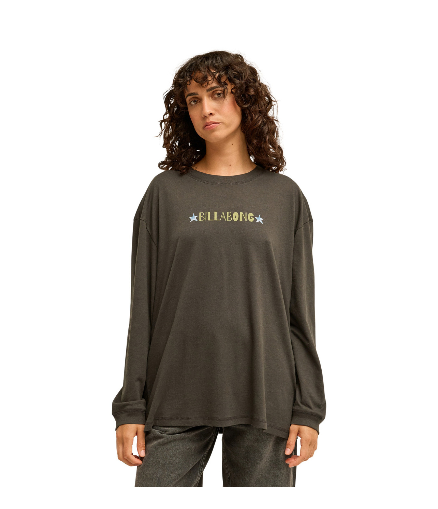 Billabong Women's Rinding West Long-Sleeve T-Shirt – Off Black