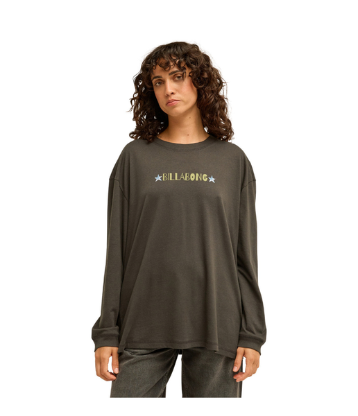 Billabong Women's Rinding West Long-Sleeve T-Shirt – Off Black