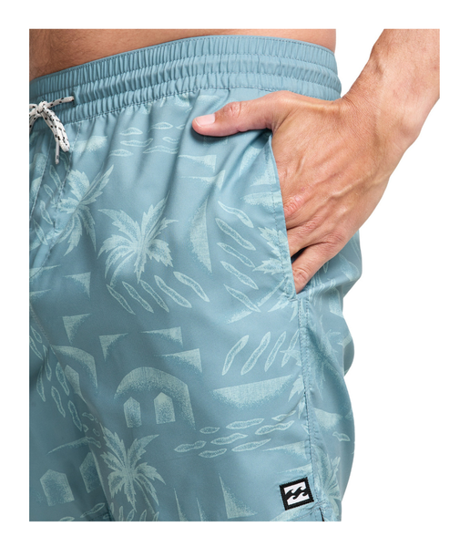 VACAY LAY BACK SWIM SHORTS - WASHED BLUE