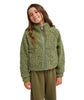 Roxy Kids' Blurry Cloud Full-Zip Polar Fleece – Oil Green Outline (Ages 8-14)