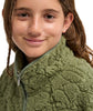Roxy Kids' Blurry Cloud Full-Zip Polar Fleece – Oil Green Outline (Ages 8-14)