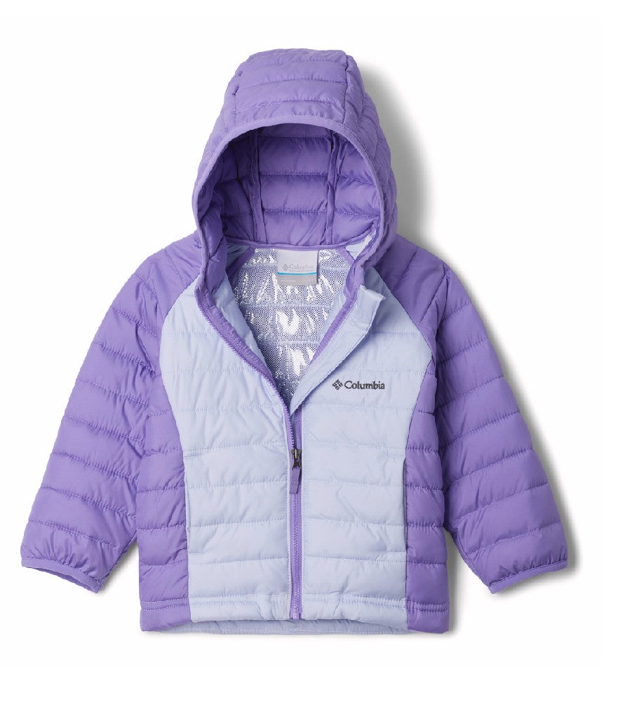 GIRL'S POWDER LITE II HOODED JACKET - SNOWDRIFT, PAISLEY PURPLE (AGES 4 - 8)