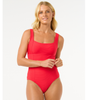 WOMEN'S PREMIUM SURF D-DD ONE PIECE - HIBISCUS RED