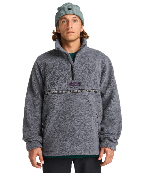 BOUNDARY TOMBSTONE MOCK NECK FLEECE - PEWTER