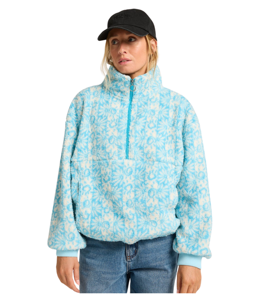 TIME OFF - WOMEN'S HALF ZIP PULLOVER FLEECE - SEA SPRAY