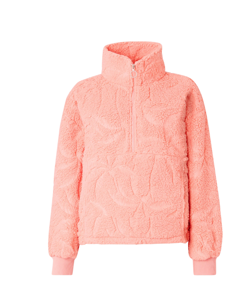 TIME OFF - WOMEN'S HALF ZIP PULLOVER FLEECE - PEACH OUT