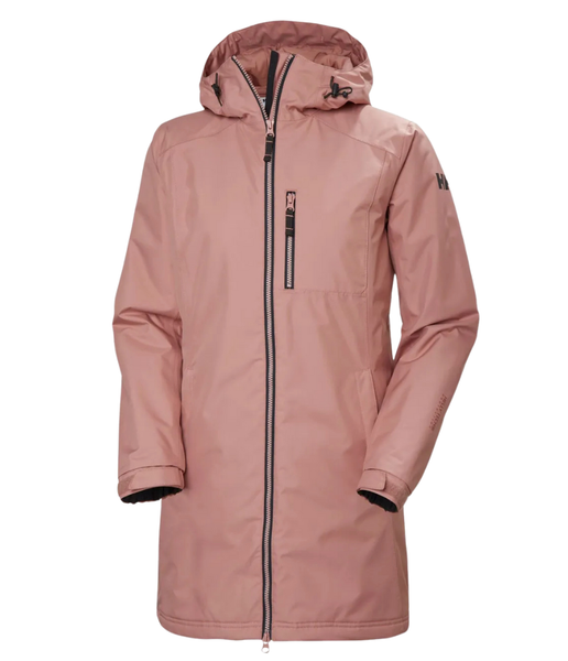 Helly Hansen Women’s Long Belfast Winter Jacket in Ash Rose – Waterproof Insulated ¾ Length Raincoat