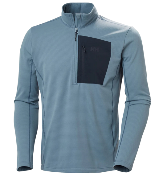Helly Hansen Men’s Versalite Half Zip Fleece in Washed Navy – Breathable Grid Fleece Midlayer with Zippered Chest Pocket
