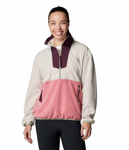 WOMEN'S SEQUOIA GROVE 1/2 ZIP FLEECE - DARK STONE, PINK AGAVE