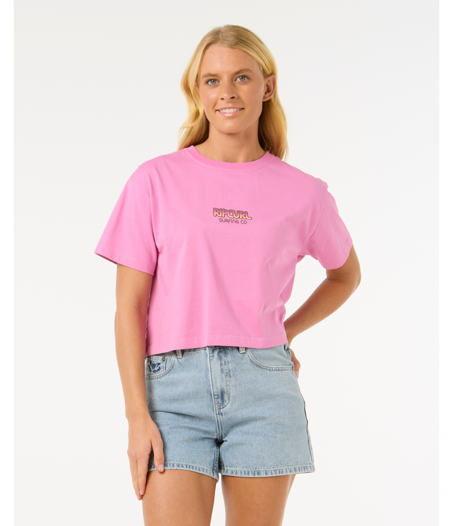 WOMEN'S SUN & SEA CROP TEE - PINK