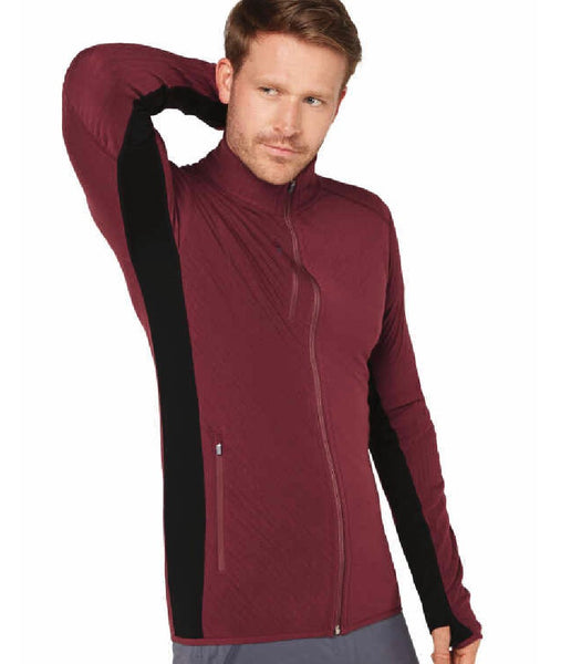 MEN'S DESCENDER LONG SLEEVE ZIP - PORT/BLACK/CB