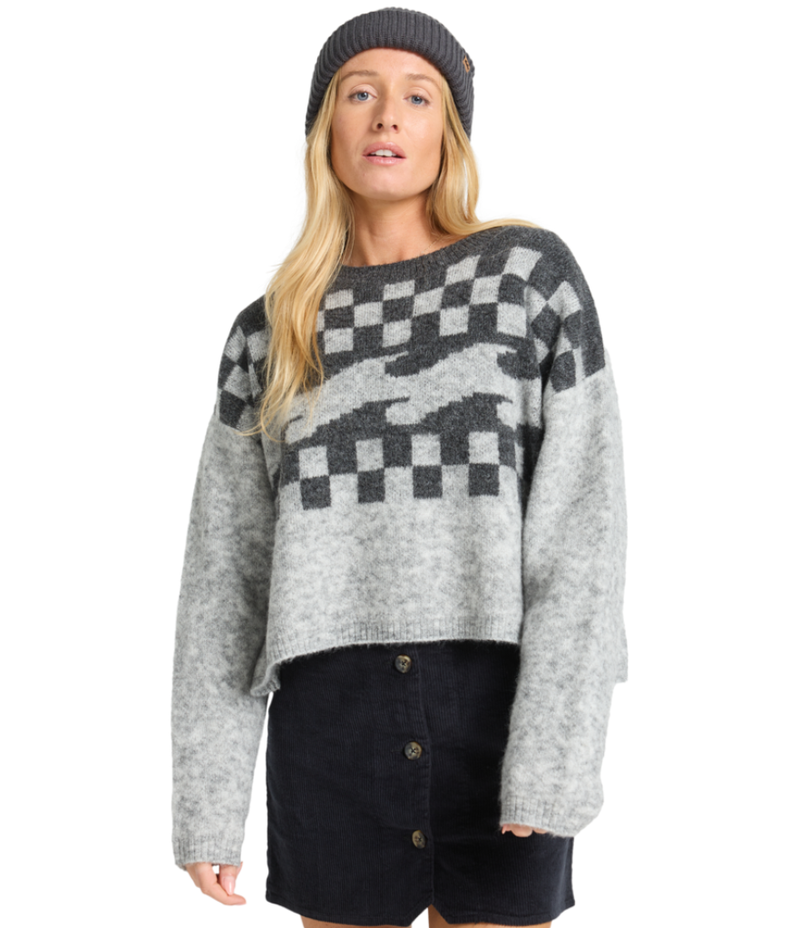 PALM FOREVER WOMEN'S CREW NECK SWEATER - OFF BLACK