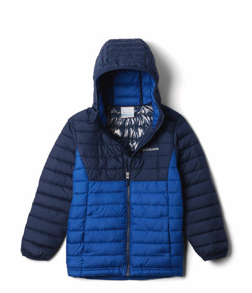 POWDER LITE HOODED JACKET YOUTH (AGES 10-18) - MOUNTAIN BLUE/COLLEGIATE NAVY