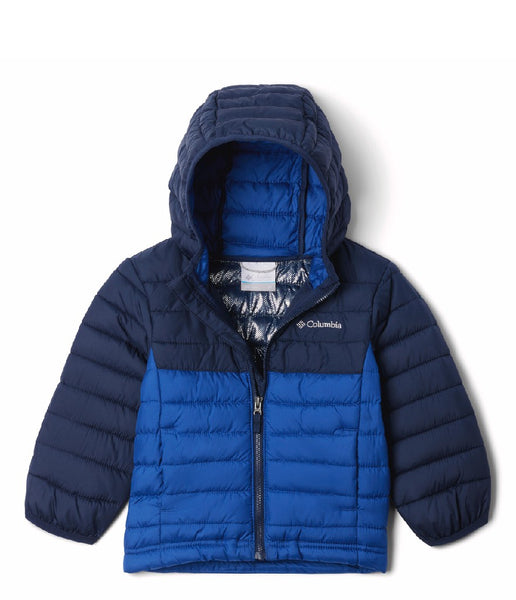 POWDER LITE KIDS HOODED JACKET (AGES 4-10) - MOUNTAIN BLUE/COLLEGIATE NAVY