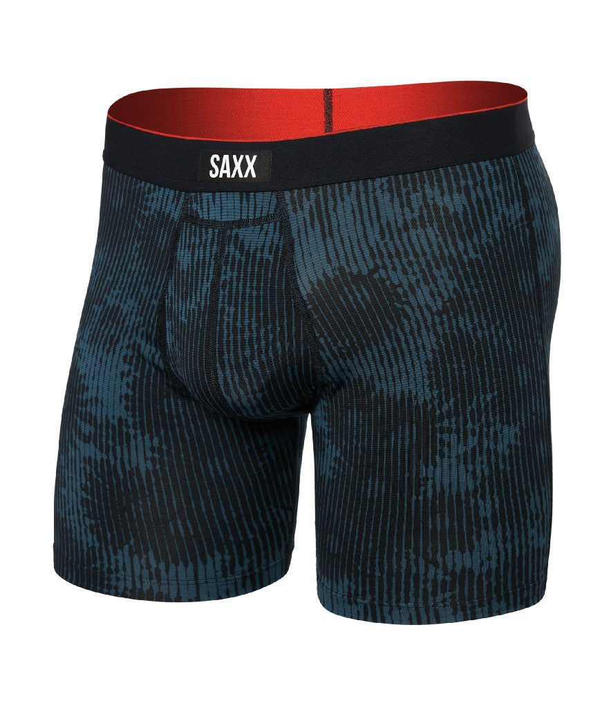 MULTI-SPORT MESH BOXER BRIEF WITH FLY - WHITE NOISE DAISY-BLACK