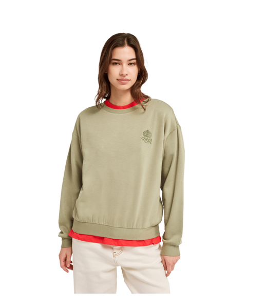 SURFING BY MOONLIGHT CREW NECK SWEATER - OIL GREEN