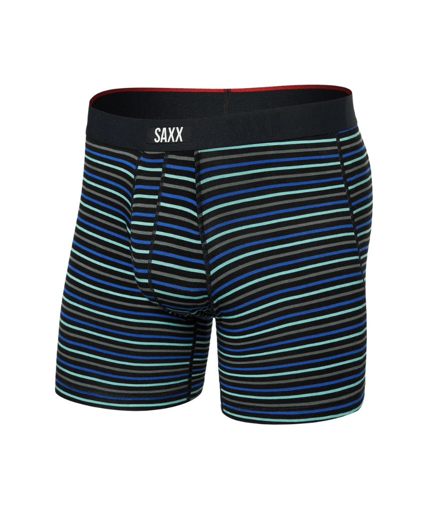 VIBE XTRA SOFT COMFORT BOXER BRIEF W/ FLY - GENT'S STRIPE-SPORT BLUE