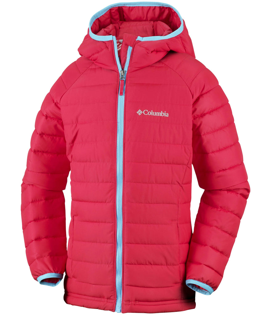 GIRL'S POWDER LITE HOODED JACKET (AGES 4-10) -RED CAMELLIA