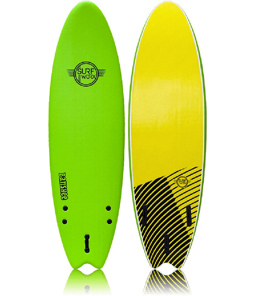 SURFWORX 6'6 BANSHEE SOFTBOARD WITH LEASH - APPLE GREEN